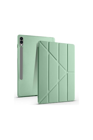 Galaxy Uyumlu Tab S9 Plus Kılıf Frm Tri Folding Kalem Bölmeli Standlı Kılıf-mavi Arka Kapak