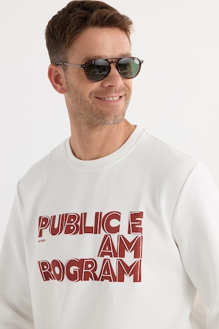 Tudors Unisex Oversize Geniş Kesim Pamuklu Yumuşak Dokulu İçi Polarlı Baskılı Beyaz Sweatshirt-37298 Beyaz