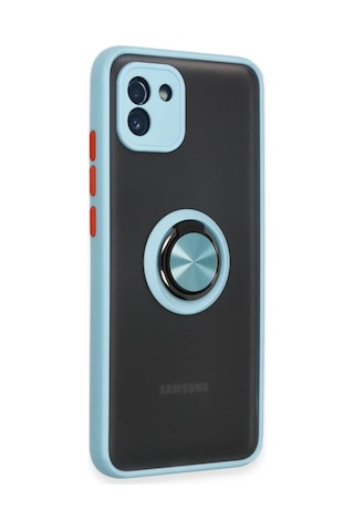 Galaxy A03 Kılıf Montreal Yüzüklü Silikon Kapak - Buz Mavi