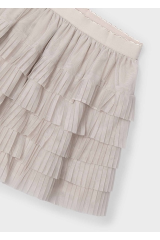 Kız Çocuk Pılelı Tul Etek Bej Gri