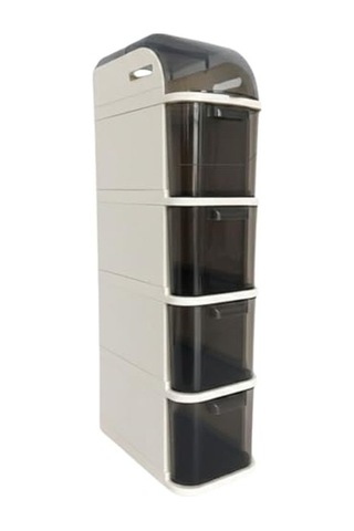 Banyo Ve Mutfak İçin 4 Çekmeceli Tekerlekli Organizer Dolap, 95x20x38.5 Cm Açık Meşe