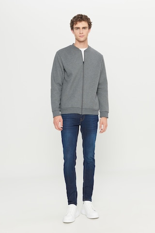 AC&Co / Altınyıldız Classics Erkek Antrasıt Melanj Standart Fit Normal Kesim İçi Polarlı Kolej Yaka Pamuklu Sweatshirt Antrasit