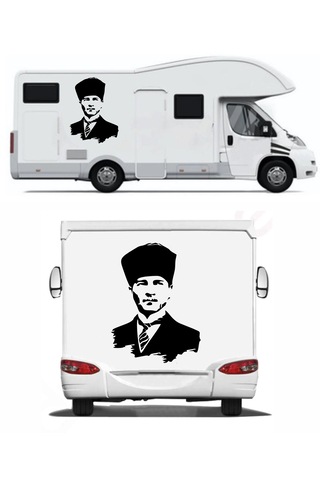 Atatürk Silüet Gazi Mustafa Kemal Büyük Türk Atatürk Başkomtan Sticker Araba Oto Motosiklet Karavan Sticker 00008 50x37 Cm