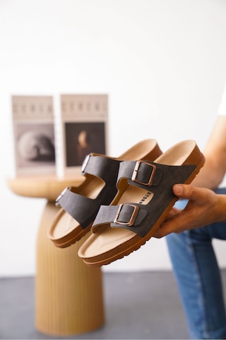 Daxtors Arizona Günlük Ortopedik Unisex Çift Tokalı Terlik Siyah