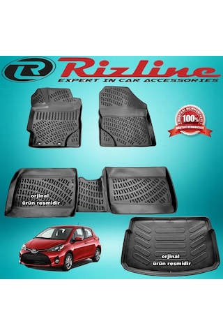Toyota Uyumlu Yaris 3D Paspas+Bagaj Havuzu Hb 2013-2019 Arası Rizline N11.21721