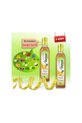 Hanzade Bitkisel Ananaslı Detox Şurubu Bromelain 2 x 475 ML