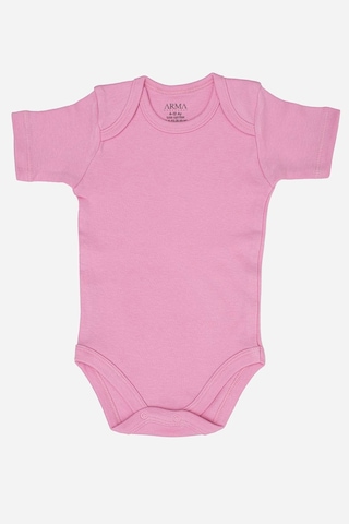 Arma Yıldız %100 Organik Pamuklu Pembe Kısa Kollu Bebek Body 5'li Paket Pembe