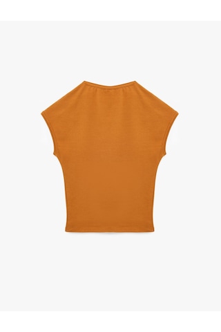 Koton Slim Fit Pamuklu Bisiklet Yaka Sıfır Kol Tişört Kahverengi 6sak50456ek Kahve