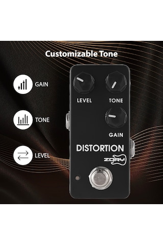 Xindoker Zory Z-08 Elektro Gitar Efekt Pedalı - Distorsiyon Fonksiyonu, Gerçek Bypass Ve Alüminyum Kasa, 6.35mm Giriş/çıkış