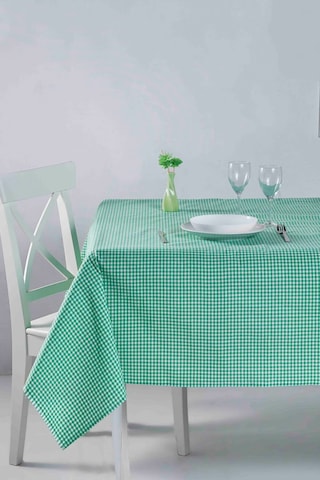 Kareli Desen Pötikareli Masa Örtüsü Yeşil