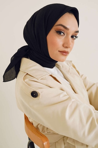 Seva Kadın Tesettür Mio Caz Jazz Eşarp Hijap Modeli Siyah
