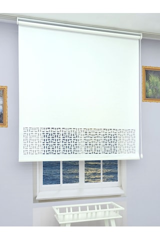 Lazer Stor Perde - Kırık Beyaz Mat Stor Kumaşı - 30 Cm Lazer Yüksekliği - Metal Kasa Ve Kapak Beyaz