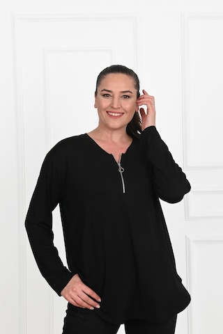 Kadın Yarım Fermuar Detaylı Büyük Beden Bluz 1387-23 001