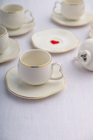 Emsan Kalpten Kalbe 6 Kişilik Kahve Fincan Takımı 90 Ml