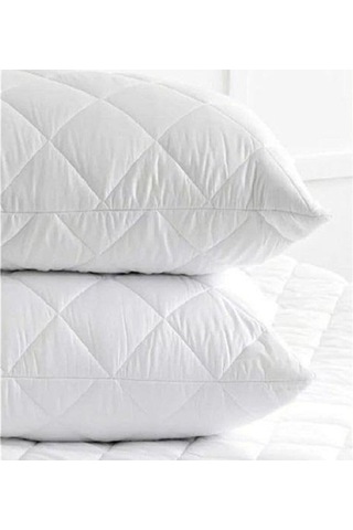 2'Lı Kapitoneli Yastık Koruyucu %100 Pamuk Fermuarlı Kapitone