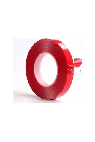6 Adet 18 MM X 2mt Vhb Akrilik Silikon Kırmızı Şeffaf Çift Tara .