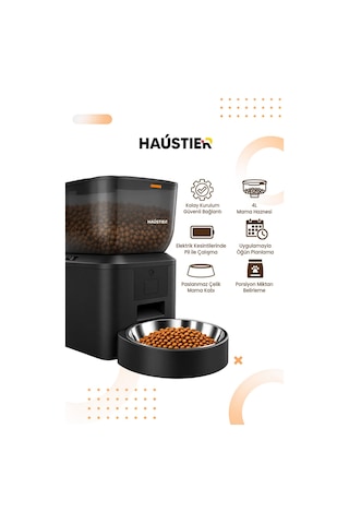 Qq023 Akıllı Kedi Mama Kabı, ,4lt Hazne,tuya App-wifi Uzaktan Kontrol, Metal Kase