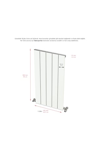 Hestia Alüminyum Dikey Radyatör Panel 900 X 445 Beyaz 5 Dilim
