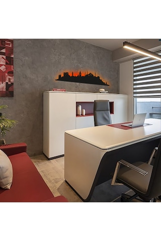 Gün Batımı Işık Efektli Led Aydınlatmalı İstanbul Silueti