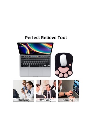 Kedi Ayağı Ve Bilek Desteğine Sahip Mouse Pad, Taşınabilir Ergonomik Kaymaz Oyuncu Mouse Pad'i Bilek Ağrısını Giderir 10,7 X 7,7 X 1,1 İnç Siyah Sakura