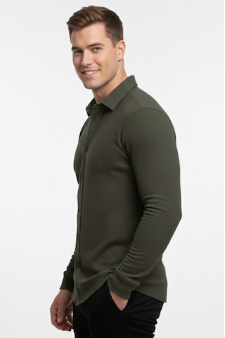 Deepsea Haki Slim Fit Örme Kumaş Likralı Erkek Gömlek Nefes Alan Esnek Ve Modern Tasarım 2602604 Haki
