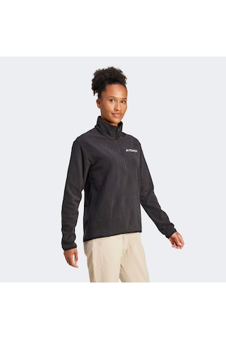 Adidas Multi Essentials 1-2 Zip Fleece Kadın Siyah Yürüyüş Polar Jp0788 Siyah