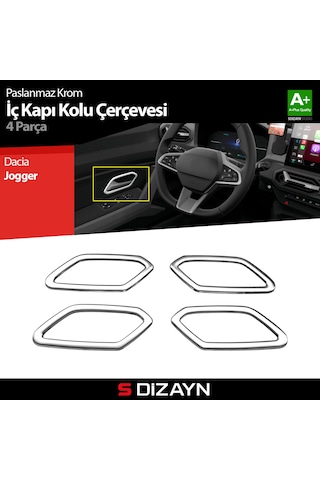 S-dizayn Dacia Jogger Krom İç Kapı Kolu Çerçevesi 4 Prç 2022 Üzeri A+ Kalite