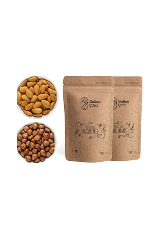 Online Çiftçi Çiğ İri Fındık + Çiğ Yerli Badem 1 KG