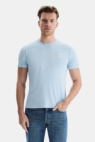 Ucla Bass Gök Mavisi Bisiklet Yaka Baskılı Standard Fit Erkek Tshirt Gök Mavisi