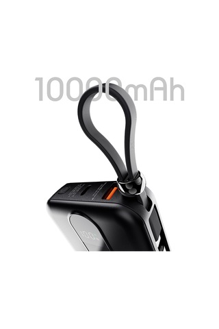 Lenyes P562l Dijital Led Göstergeli Type-c Ve Lightning Kablolu Powerbank 22.5w 10000mah Siyah
