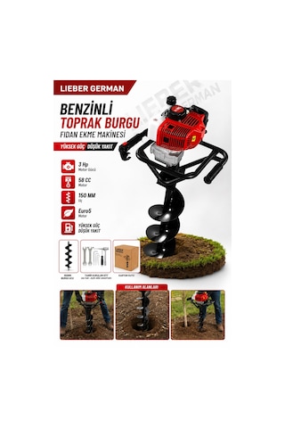 Lieber German Lgr002 3hp Benzinli Fidan Ekme Toprak Burgu Makinesi