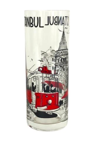 İstanbul Yazılı Galata Taksim Resimli Cam Rakı Bardağı 2 Adet Bar