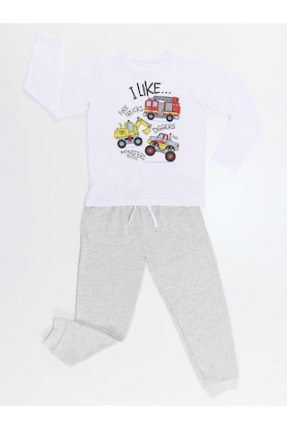 Denokids İnşaat Araçları Erkek Çocuk T-shirt Pantolon Takım