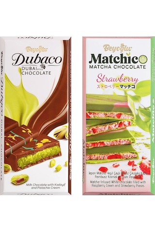 Beyoğlu Dubaco Çıtır Kadayıflı 95 Gr Ve Matcha Çikolata 95 Gr 2 Li Paket