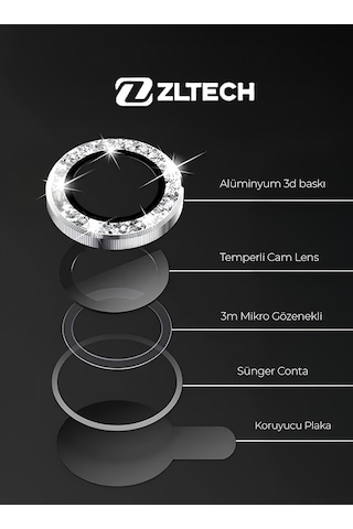 İphone 15/15plus Uyumlu Taşlı Kamera Lens Koruyucu Siyah