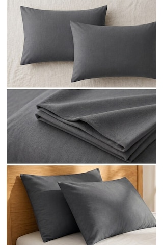 50x70 Cm Renkli Yastık Kılıfı 2 Li Set Yumuşak Dokulu Pamuklu Kumaş, Solmaz Canlı Renkler, Standart Ölçü Yastık Kılıfı Antrasit