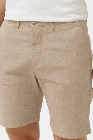 Lacoste Men's Slim Fit Bermuda Shorts Erkek Dar Kesim Keten Bermuda Şort Krem