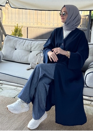 Rabia Şamlı Nazenin Kot Tencel Kap Lacivert Normal