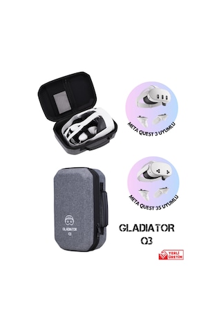 Gladiator Q3 Gri Meta Quest 3 Çantası Quest 3 Ve 3s Uyumlu Özel Çanta