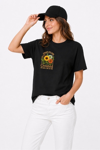 Bayloranzzo Perhaps %100 Pamuk Heavy Cotton Premium Kalite Kadın Tişört Siyah