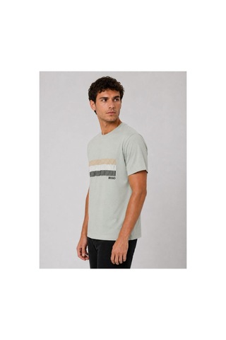 Hzr Wear Erkek Nakış Baskı Detaylı Sıfır Yaka Regular Fit %100 Pamuk Tişört Yeşil