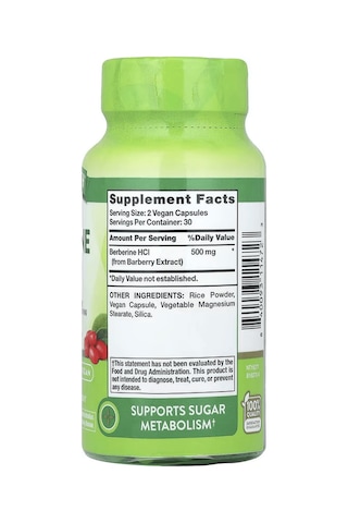 Nature's Truth Berberine Hcı Barberry Extract Sugar Metabolism 60 Capsules