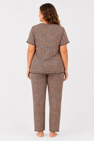 Pemilo Kadın 7933 Büyük Beden Kısa Kol Bambu Pijama Takımı LEOPAR