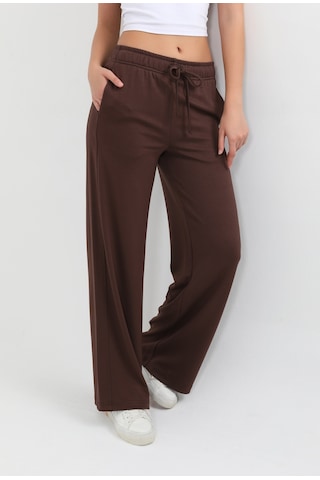 Hdm Kadın Kahverengi Beli Lastikli Cepli Bol Paça Pantolon - H6176