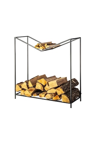 Odun Rafı Metal Tasarım Şömine Yanı İki Katlı Odunluk
