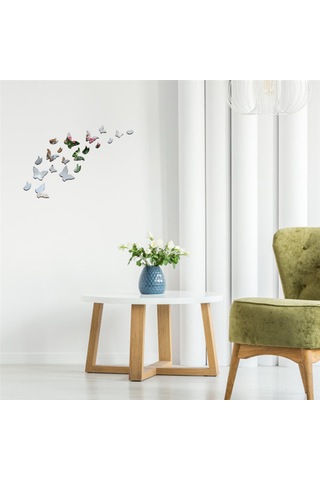 Aubyhe 20 Adet Gümüş Akrilik Kelebek Yansımalı Duvar Stickerı - Ev Dekorasyonu Dıy Çocuk Odası/banyo/uyku Odası Uygun