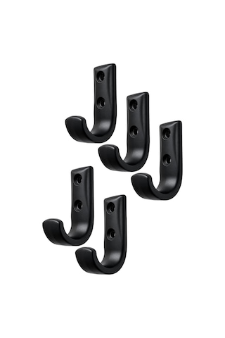 Metal Duvar Askısı, J Tipi, 5x3x1.8 Cm, Montaj Vidaları Dahil, 5 Adet, Renk Seçenekleri Siyah Çok Renkli