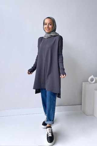 Kahijab Mira Merserize Tunik - Füme Füme