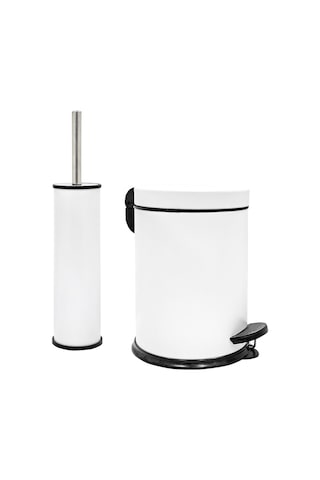 Banyo Seti 2'li Beyaz Renk 3l Çöp Kovası + Klozet Fırçası Kolay Temizlik Beyaz