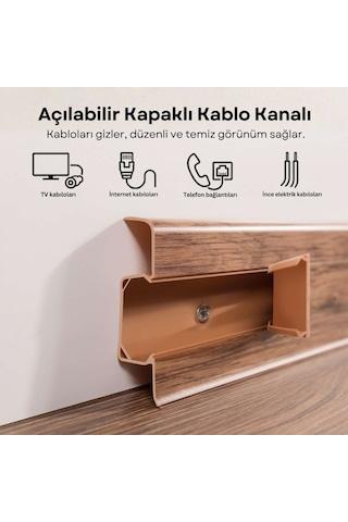 Esquero Kablo Kanallı PVC Süpürgelik 250 cm, Açılabilir Kapaklı, Bodur, ESQ611